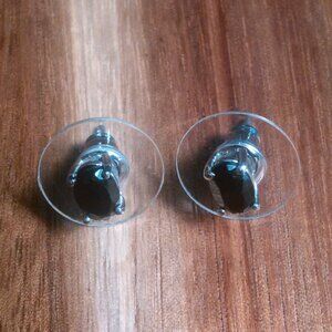 Thai Black Spinel Stainless Steel Stud Earrings